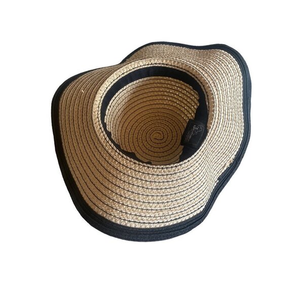 Jacobsons Tan Black Woven Floppy Sun Hat One Size - Picture 4 of 6